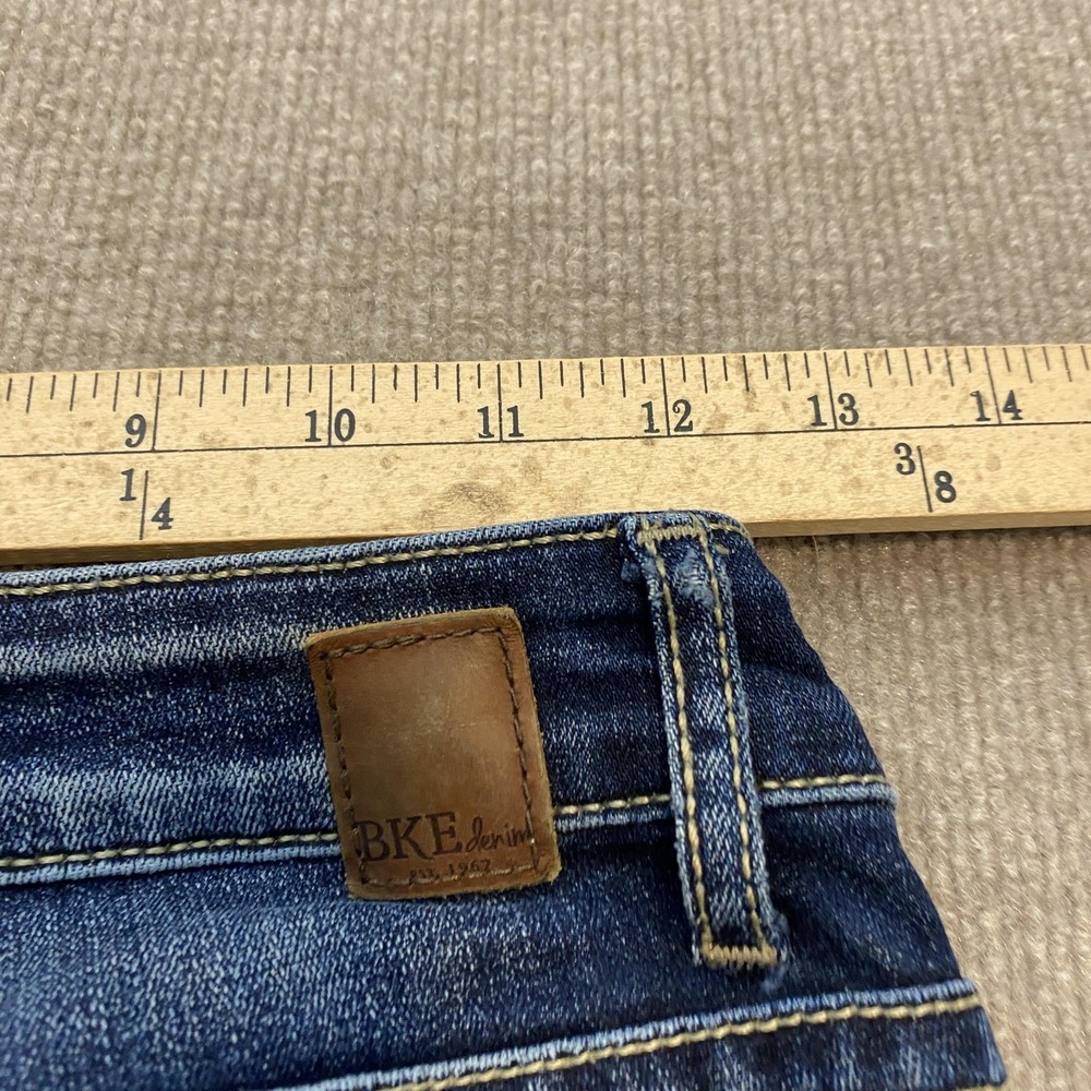 BKE Stella Bootcut Jeans Womens 24R Blue Med Wash Low Rise Distressed Stretch - Picture 6 of 11